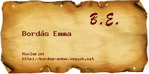 Bordás Emma névjegykártya